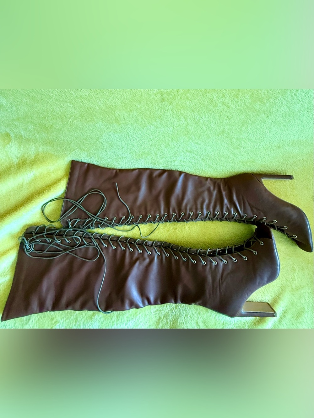 Lace-Up Knee-High Heeled Boots